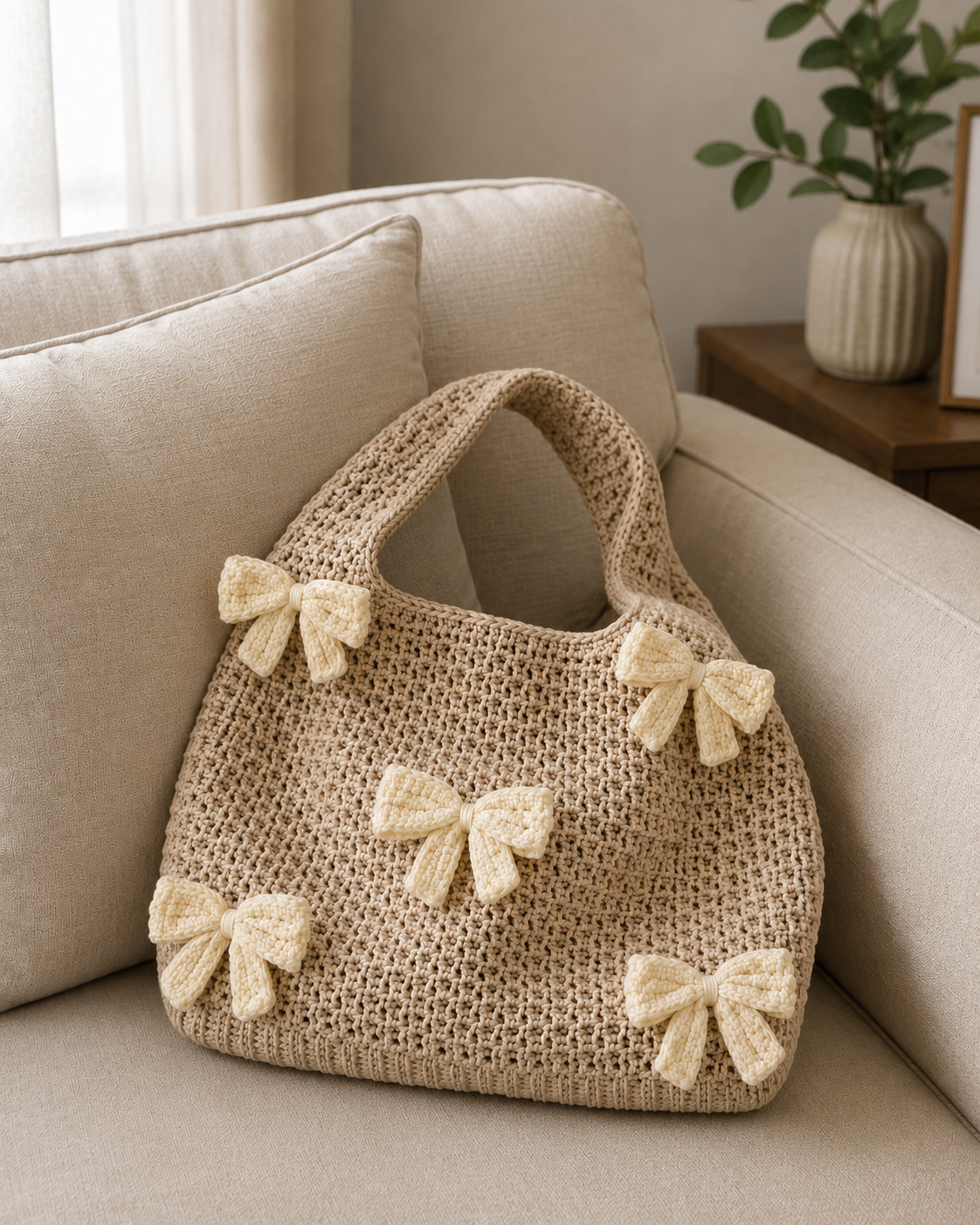 Brown crochet bag